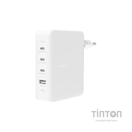 Зарядний пристрій Belkin 140W 3хUSB-С GAN PD PPS USB-A White (WCH014BTWH)