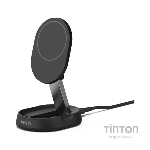Зарядний пристрій Belkin 15W Magnetic Stand Qi2 20W adapter USB-C black (WIA008VFBK)