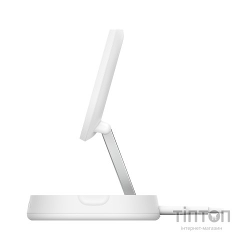 Зарядний пристрій Belkin 15W Magnetic Stand Qi2 20W adapter USB-C white (WIA008VFWH)