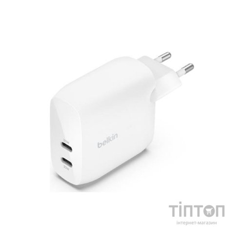 Зарядний пристрій Belkin 30W 2хUSB-С PD PPS white (WCB010VFWH)