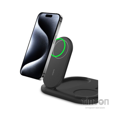 Зарядний пристрій Belkin 3in1 Magnetic Foldable iPhone/Watch/AirPods Qi2 15W black (WIZ029VFBK)
