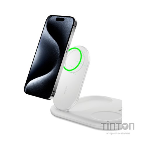 Зарядний пристрій Belkin 3in1 Magnetic Foldable iPhone/Watch/AirPods Qi2 15W white (WIZ029VFWH)