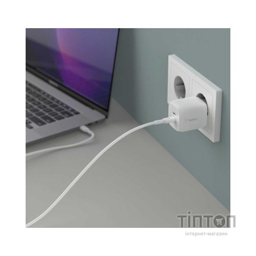Зарядний пристрій Belkin 45W 2хUSB-С GAN PD PPS white (WCH011VFWH)