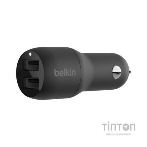 Зарядний пристрій Belkin Car Charger 24W Dual USB-A black (CCB001BTBK)