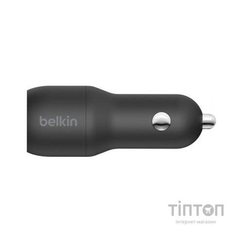 Зарядний пристрій Belkin Car Charger 24W Dual USB-A black (CCB001BTBK)