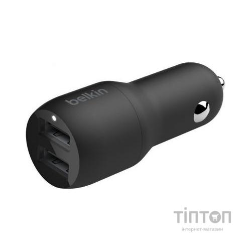 Зарядний пристрій Belkin Car Charger 24W Dual USB-A black (CCB001BTBK)
