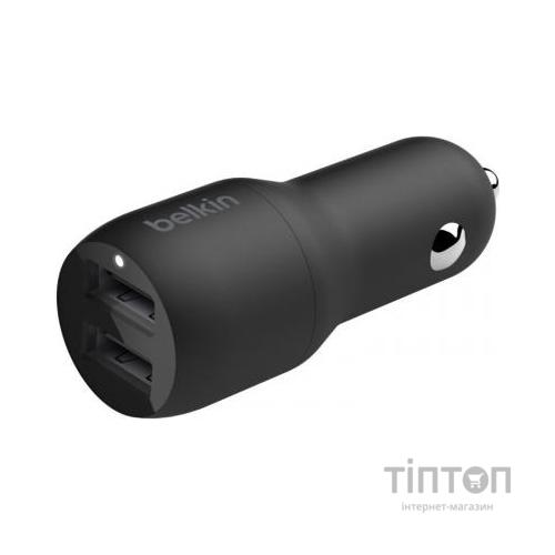 Зарядний пристрій Belkin Car Charger 24W Dual USB-A, USB-A - MicroUSB, 1m, black (CCE002BT1MBK)