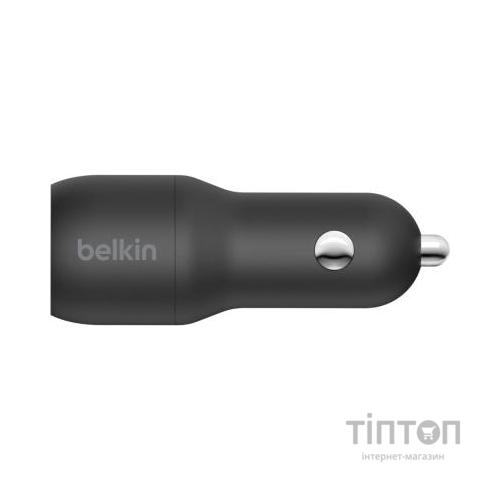 Зарядний пристрій Belkin Car Charger 24W Dual USB-A, USB-A - MicroUSB, 1m, black (CCE002BT1MBK)