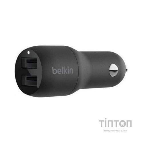 Зарядний пристрій Belkin Car Charger 24W Dual USB-A, USB-A - MicroUSB, 1m, black (CCE002BT1MBK)