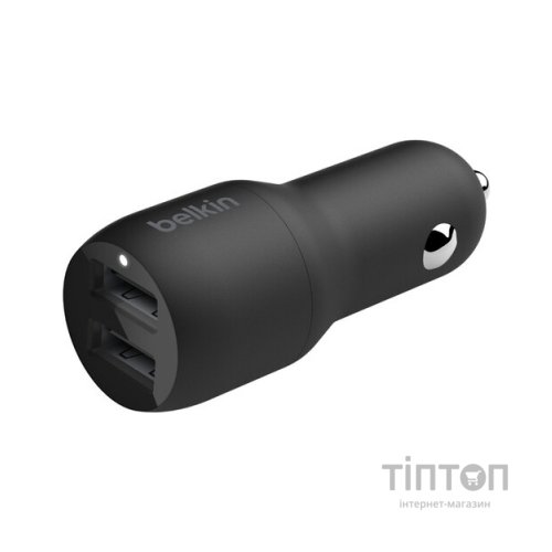 Зарядний пристрій Belkin Car Charger (24W) Dual USB-A, USB-A - USB-C, 1m, black (CCE001BT1MBK)