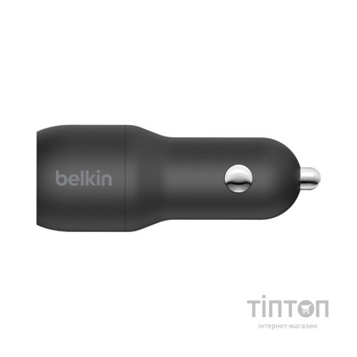 Зарядний пристрій Belkin Car Charger (24W) Dual USB-A, USB-A - USB-C, 1m, black (CCE001BT1MBK)