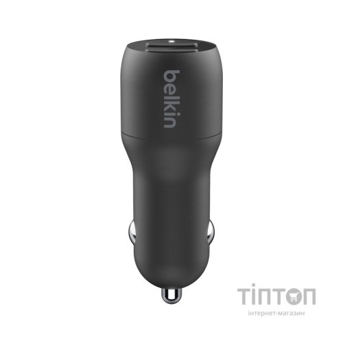 Зарядний пристрій Belkin Car Charger (24W) Dual USB-A, USB-A - USB-C, 1m, black (CCE001BT1MBK)