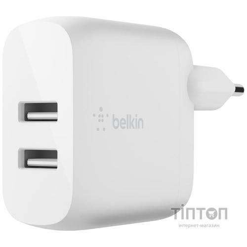 Зарядний пристрій Belkin Home Charger (24W) DUAL USB 2.4A, white (WCB002VFWH)