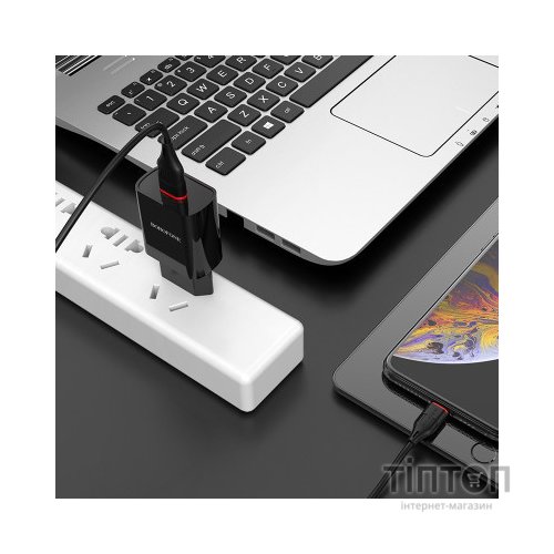 Зарядний пристрій BOROFONE BA20A Sharp charger Black (BA20AB)