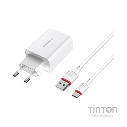 Зарядний пристрій BOROFONE BA21A Long journey single port QC3.0 charger set (Type-C) White (BA21ACW)