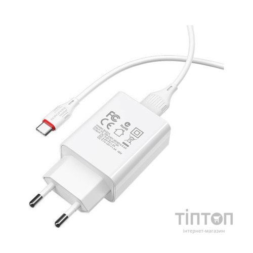 Зарядний пристрій BOROFONE BA21A Long journey single port QC3.0 charger set (Type-C) White (BA21ACW)