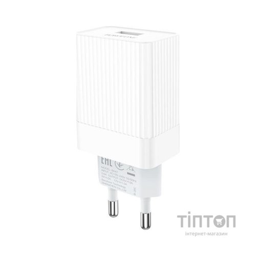 Зарядний пристрій BOROFONE BA47A Mighty speed single port QC3.0 3A + Type-C cable White (BA47AW)