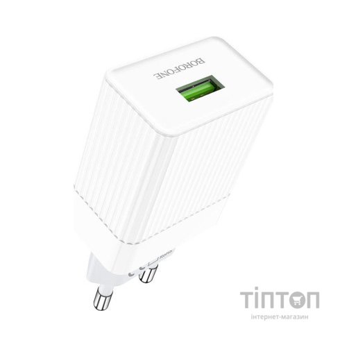 Зарядний пристрій BOROFONE BA47A Mighty speed single port QC3.0 3A + Type-C cable White (BA47AW)