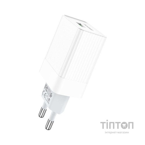 Зарядний пристрій BOROFONE BA47A Mighty speed single port QC3.0 3A + Type-C cable White (BA47AW)