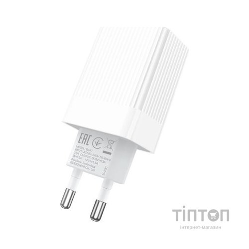 Зарядний пристрій BOROFONE BA47A Mighty speed single port QC3.0 3A + Type-C cable White (BA47AW)