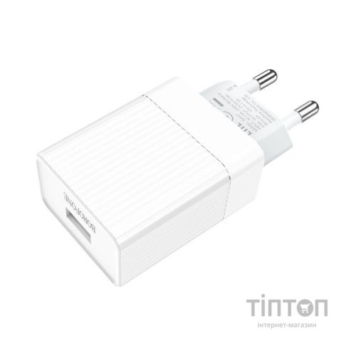 Зарядний пристрій BOROFONE BA47A Mighty speed single port QC3.0 3A + Type-C cable White (BA47AW)