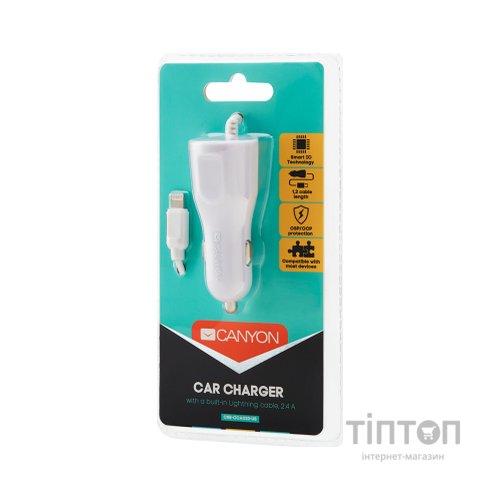 Зарядний пристрій Canyon 1xUSB car adapter (CNE-CCA033W)