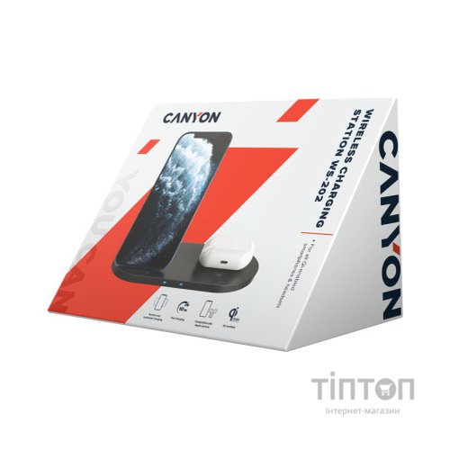 Зарядний пристрій Canyon 2in1 Wireless 10W/7.5W/5W Type-C 1.2 m (CNS-WCS202B)