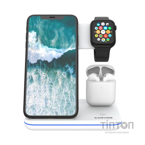 Зарядний пристрій Canyon 3in1 Wireless charger (CNS-WCS302W)