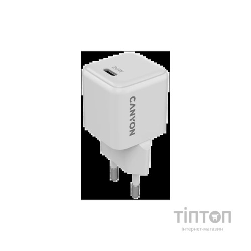 Зарядний пристрій Canyon CU20C GaN 20W 1xPD EU White (CNS-CUW20C)
