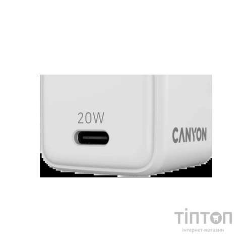 Зарядний пристрій Canyon CU20C GaN 20W 1xPD EU White (CNS-CUW20C)