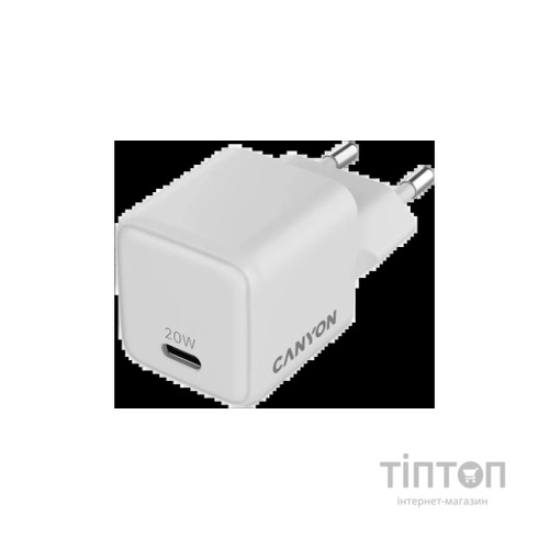 Зарядний пристрій Canyon CU20C GaN 20W 1xPD EU White (CNS-CUW20C)