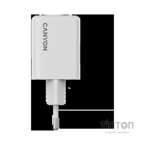 Зарядний пристрій Canyon CU45AC GaN 45W 1xPD 1xQC EU White (CNS-CUW45AC)