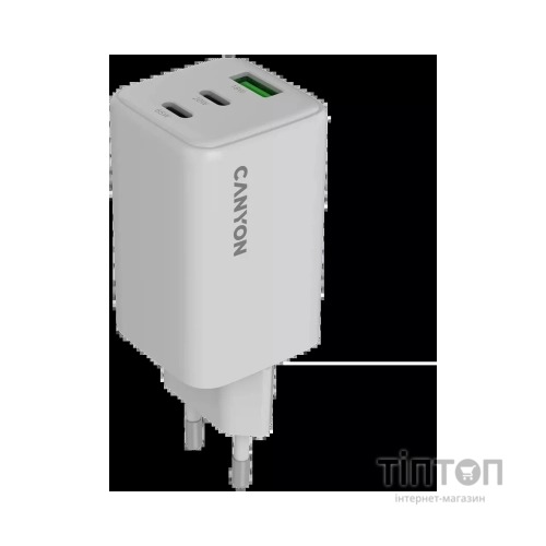 Зарядний пристрій Canyon CU65ACC GaN 65W 2xPD 1xQC EU White (CNS-CUW65ACC)
