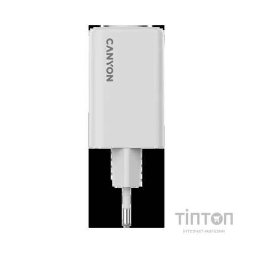 Зарядний пристрій Canyon CU65ACC GaN 65W 2xPD 1xQC EU White (CNS-CUW65ACC)