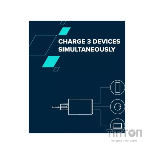 Зарядний пристрій Canyon CU65ACC GaN 65W 2xPD 1xQC EU White (CNS-CUW65ACC)