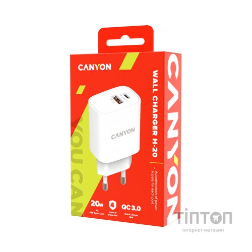 Зарядний пристрій Canyon PD 20W/QC3.0 18W (CNE-CHA20W04)