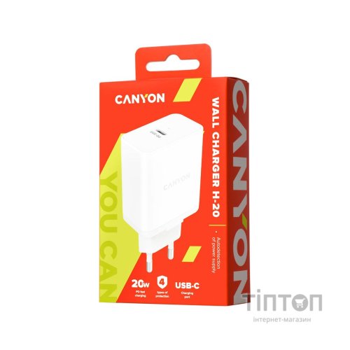Зарядний пристрій Canyon PD 20W/QC3.0 18W WALL Charger with 1-USB A+ 1-USB-C (CNE-CHA20W03)