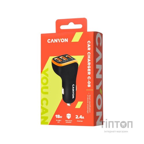 Зарядний пристрій Canyon Universal 3xUSB car adapter Black+Purple (CNE-CCA08PU)