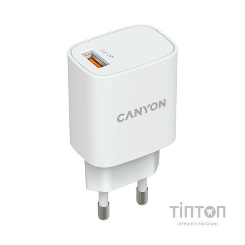 Зарядний пристрій Canyon Wall charger 1*USB, QC3.0 18W (CNE-CHA18W)