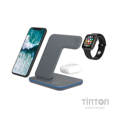 Зарядний пристрій Canyon WS-303, 3in1 Wireless Dark Grey (CNS-WCS303DG)