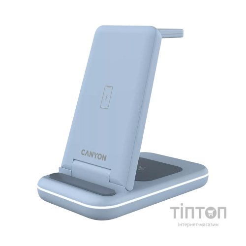 Зарядний пристрій Canyon WS-304 Foldable 3in1 Wireless charger Blue (CNS-WCS304BL)
