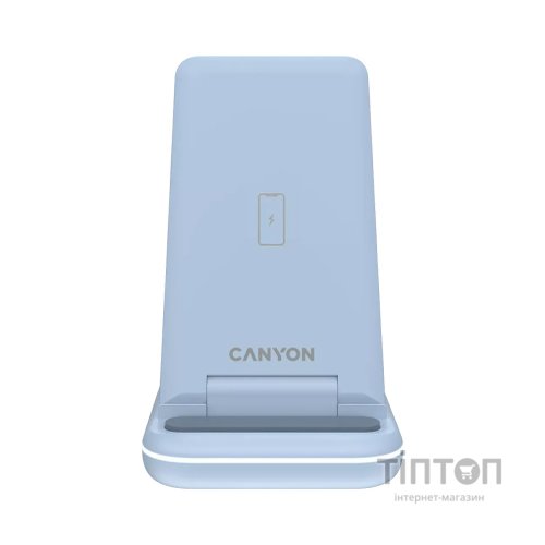Зарядний пристрій Canyon WS-304 Foldable 3in1 Wireless charger Blue (CNS-WCS304BL)