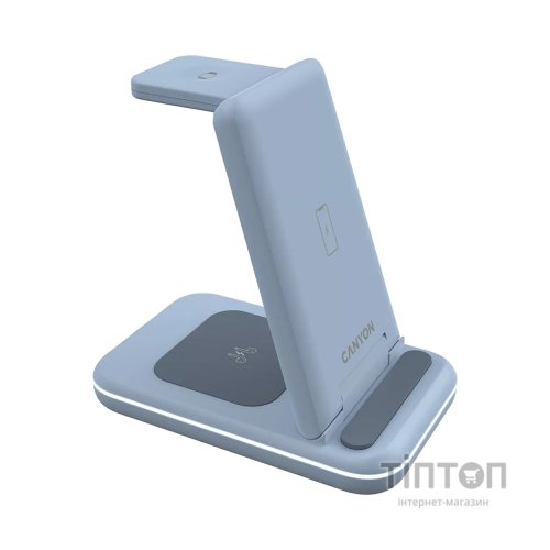 Зарядний пристрій Canyon WS-304 Foldable 3in1 Wireless charger Blue (CNS-WCS304BL)