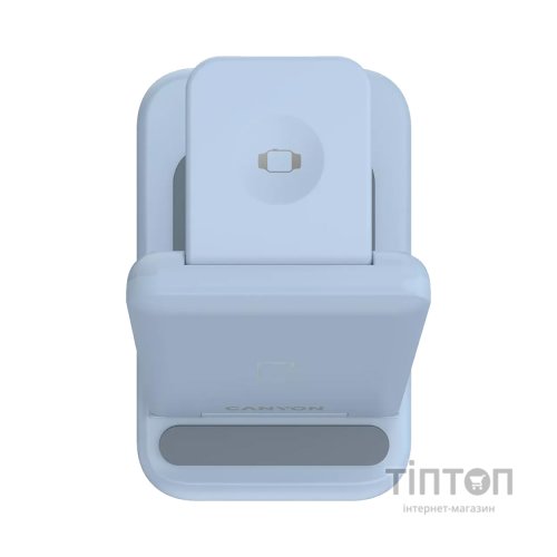 Зарядний пристрій Canyon WS-304 Foldable 3in1 Wireless charger Blue (CNS-WCS304BL)
