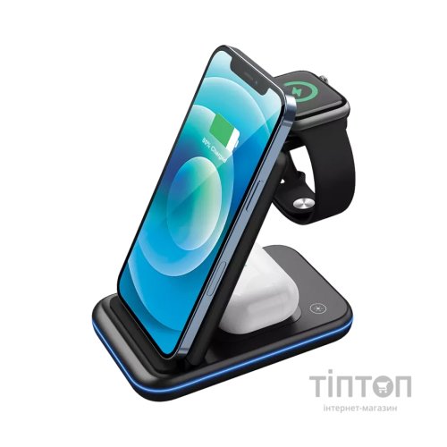 Зарядний пристрій Canyon WS- 304 Foldable 3in1 Wireless charger (CNS-WCS304B)