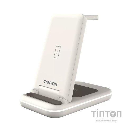 Зарядний пристрій Canyon WS-304 Foldable 3in1 Wireless charger Cosmic Latte (CNS-WCS304CL)