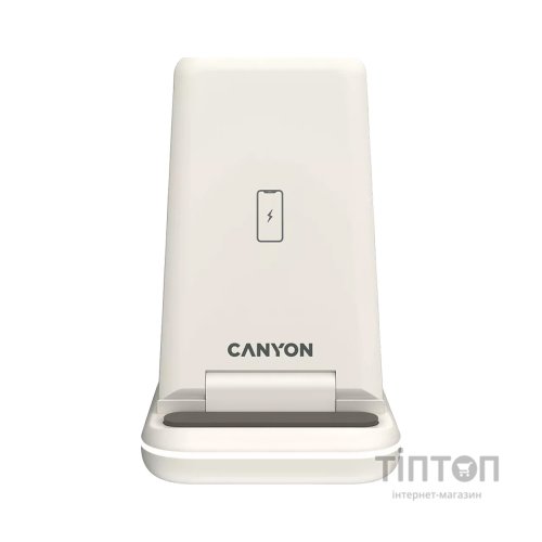 Зарядний пристрій Canyon WS-304 Foldable 3in1 Wireless charger Cosmic Latte (CNS-WCS304CL)