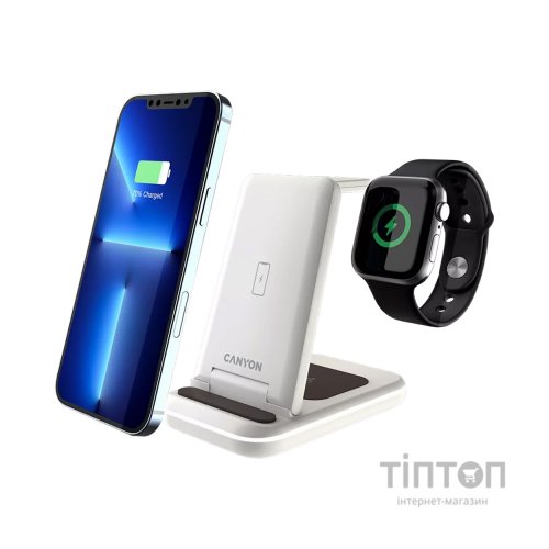Зарядний пристрій Canyon WS-304 Foldable 3in1 Wireless charger Cosmic Latte (CNS-WCS304CL)