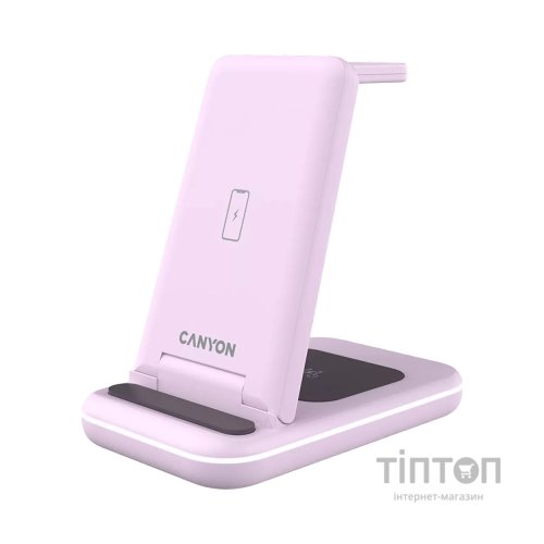 Зарядний пристрій Canyon WS-304 Foldable 3in1 Wireless charger Iced Pink (CNS-WCS304IP)