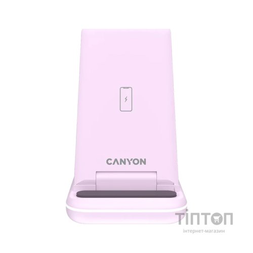 Зарядний пристрій Canyon WS-304 Foldable 3in1 Wireless charger Iced Pink (CNS-WCS304IP)